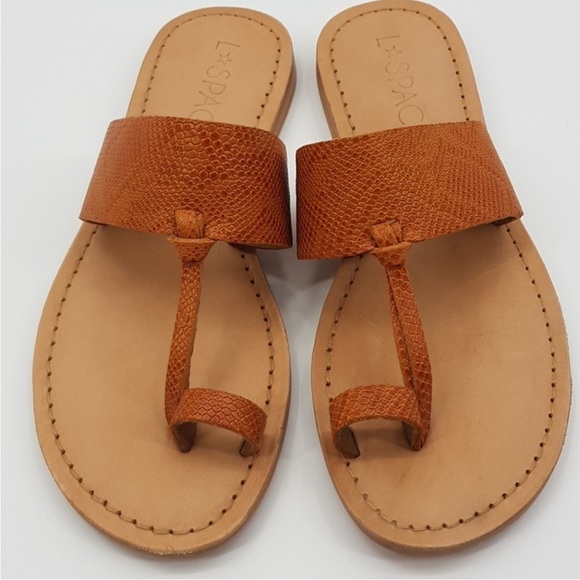 L*Space toe loop British Tan leather Sandals NWOB size 37 - Picture 8 of 10